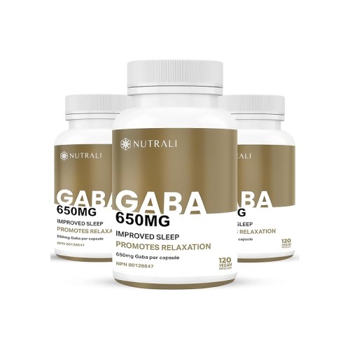 Nutrali Gamma Aminobutyric Acid - GABA 650mg | 120 Vegan Capsules (3 Packs)