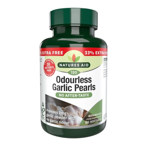 Natures Aid Odourless Garlic Pearls - 120 Capsules