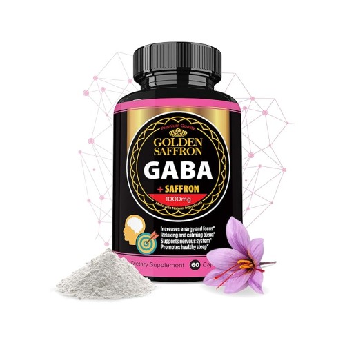 Golden Saffron Gaba + Saffron Extract Supplement - 1000mg | 60 Capsules