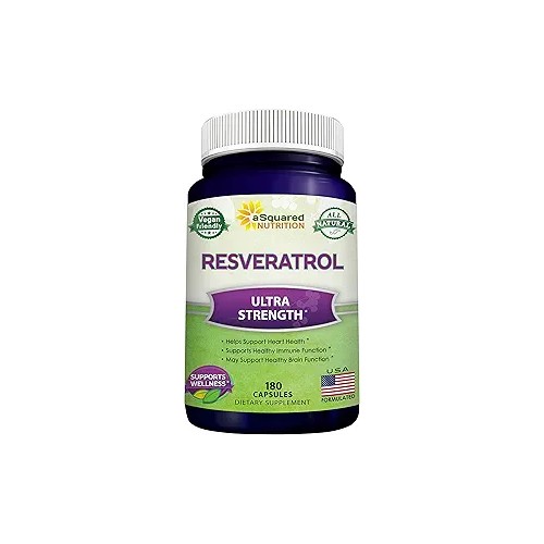 aSquared Nutrition 100% Natural Resveratrol - 1000 Mg | 180 Capsules