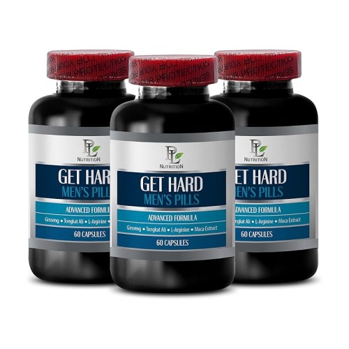 PL NUTRITION GET Hard - Advanced L-Arginine Libido Booster for Men (3 Bottles, 180 Capsules)