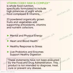 Vitamin Code Raw B-Complex label section 1
